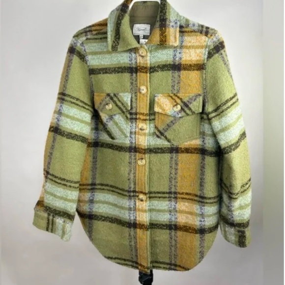 Kismet Plaid Shacket Shirt Jacket Green Button Down Cozy Casual Womens Size XS - Picture 1 of 2